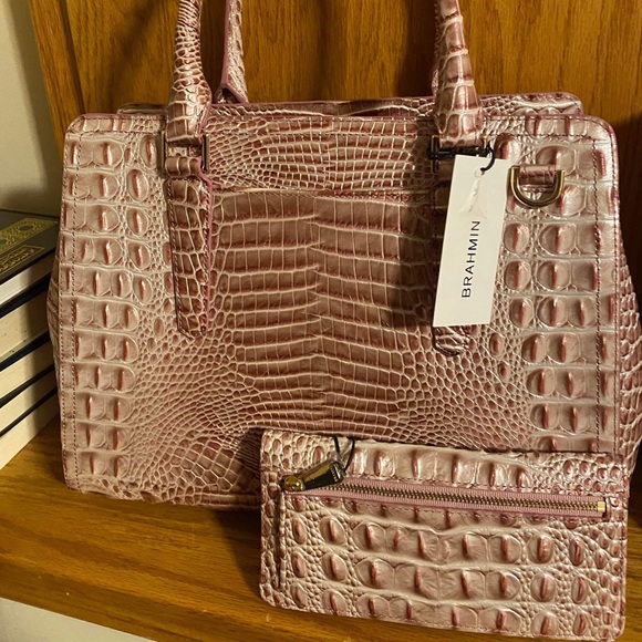 Brahmin Small Finley pink icing and matching Ady wallet and...